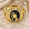 Anillo de Hombre 01.185.0010.09 Oro Laminado, Diseño de Manos y Pajaro, Esmaltado Negro, Tono Dorado (Tamaño 9)