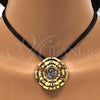 Collar y Dije 06.59.0112.1 Oro Laminado, Diseño de Espiral y Oja, Pulido, Dos Tonos