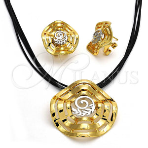 Collar y Dije 06.59.0112.1 Oro Laminado, Diseño de Espiral y Oja, Pulido, Dos Tonos