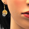 Collar y Dije 06.59.0109.1 Oro Laminado, Diseño de Espiral y Oja, con Blanca Cristal, Pulido, Dos Tonos