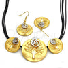 Collar y Dije 06.59.0108.1 Oro Laminado, Diseño de Espiral y Oja, Pulido, Dos Tonos