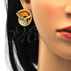 Collar y Dije 06.59.0110.1 Oro Laminado, Diseño de Espiral y Oja, con Blanca Cristal, Pulido, Dos Tonos