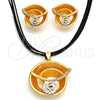 Collar y Dije 06.59.0110.1 Oro Laminado, Diseño de Espiral y Oja, con Blanca Cristal, Pulido, Dos Tonos