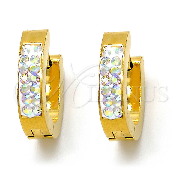 Argolla Huggie 02.216.0014.1.15 Acero Inoxidable, con Blanca Cristal, Pulido, Tono Dorado