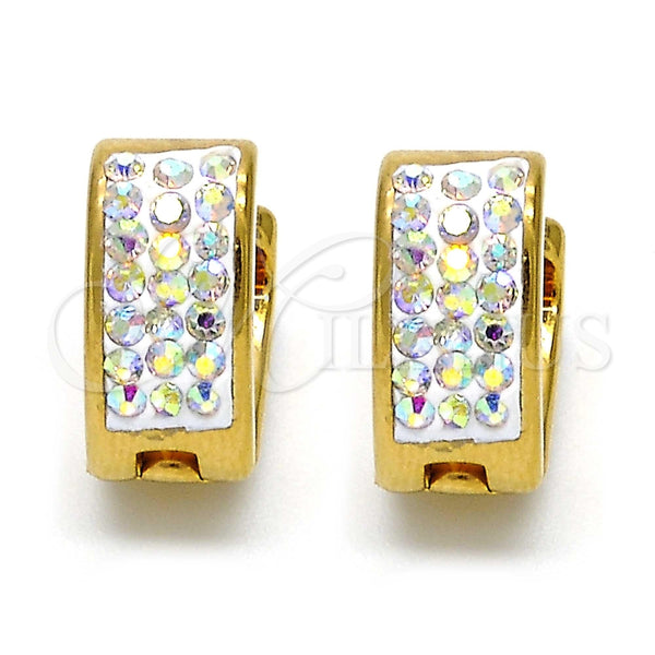 Argolla Huggie 02.230.0014.15 Acero Inoxidable, Diseño de Corazón, con Blanca Cristal, Pulido, Tono Dorado