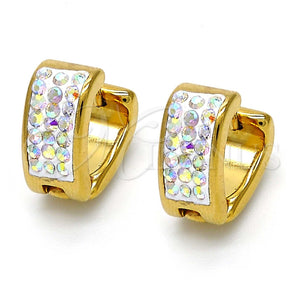 Argolla Huggie 02.230.0014.15 Acero Inoxidable, Diseño de Corazón, con Blanca Cristal, Pulido, Tono Dorado