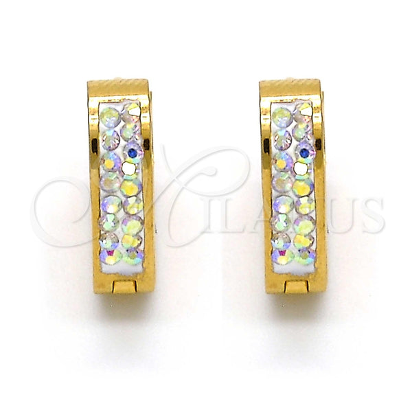 Argolla Huggie 02.230.0016.15 Acero Inoxidable, Diseño de Corazón, con Blanca Cristal, Pulido, Tono Dorado