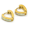 Argolla Huggie 02.230.0016.15 Acero Inoxidable, Diseño de Corazón, con Blanca Cristal, Pulido, Tono Dorado