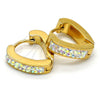 Argolla Huggie 02.230.0016.15 Acero Inoxidable, Diseño de Corazón, con Blanca Cristal, Pulido, Tono Dorado