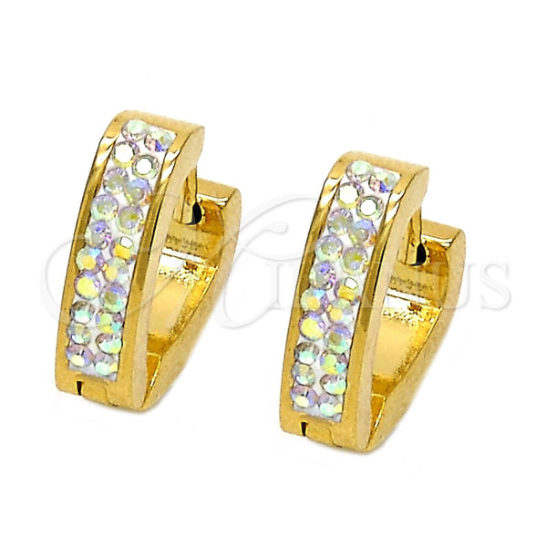 Argolla Huggie 02.230.0016.15 Acero Inoxidable, Diseño de Corazón, con Blanca Cristal, Pulido, Tono Dorado