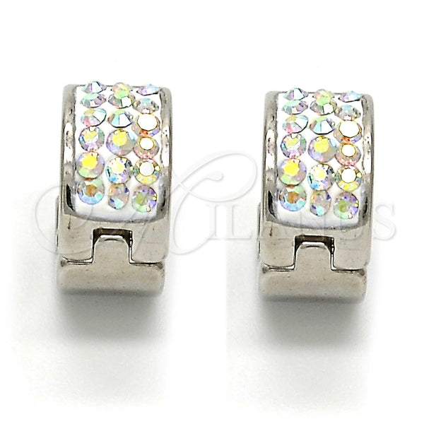 Argolla Huggie 02.230.0018.15 Acero Inoxidable, con Blanca Cristal, Pulido, Tono Plateado