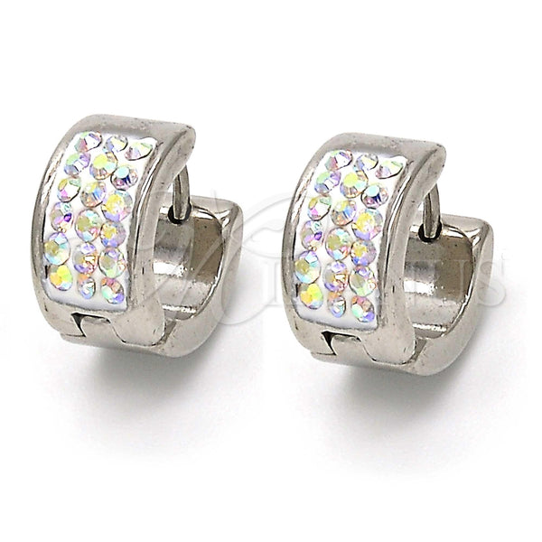 Argolla Huggie 02.230.0018.15 Acero Inoxidable, con Blanca Cristal, Pulido, Tono Plateado