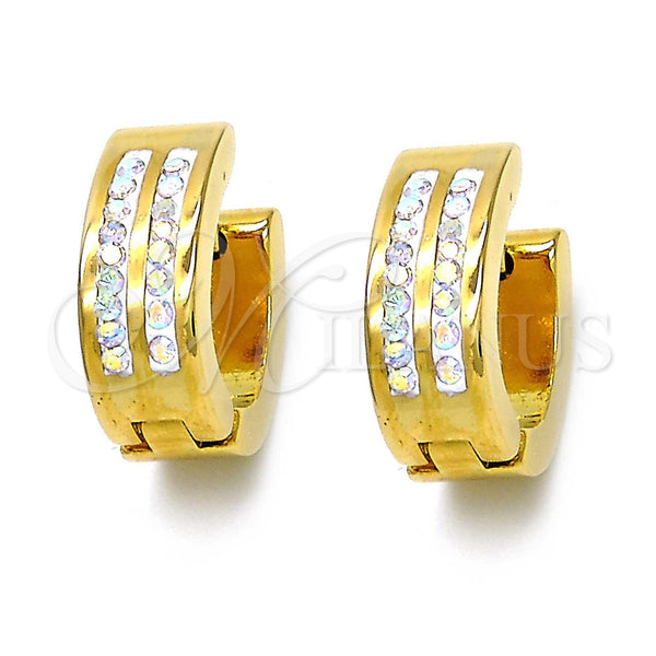 Argolla Huggie 02.230.0021.1.15 Acero Inoxidable, con Blanca Cristal, Pulido, Tono Dorado