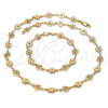 Collar y Pulsera 06.65.0114 Oro Laminado, Diseño de Flor, Pulido, Tono Dorado