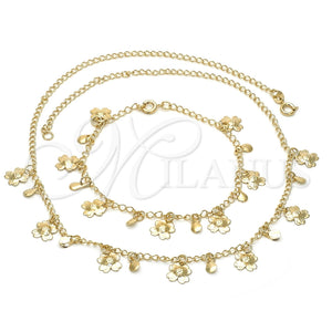 Collar y Pulsera 06.65.0115 Oro Laminado, Diseño de Flor, Pulido, Tono Dorado