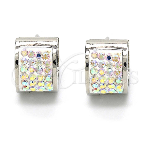 Argolla Huggie 02.230.0023.15 Acero Inoxidable, con Blanca Cristal, Pulido, Tono Plateado