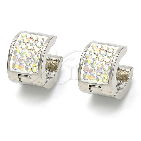 Argolla Huggie 02.230.0023.15 Acero Inoxidable, con Blanca Cristal, Pulido, Tono Plateado