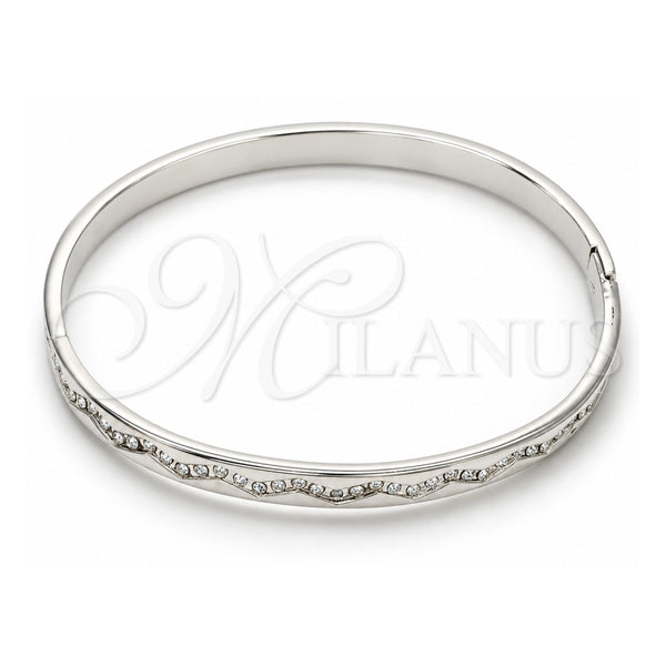 Aro Individual 07.161.0002.1.04 Oro Laminado Blanco, con Cristal Blanca, Pulido, Rodinado (Grosor 05 MM, Talla 5 (2,50 de Diámetro))