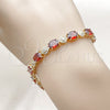 Pulsera Tennis 03.206.0006.4.07 Oro Laminado, con Zirconia Cubica Granate y Blanca, Pulido, Tono Dorado (Grosor 06 MM, 7 Pulgadas de Largo)