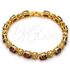 Pulsera Tennis 03.206.0006.4.07 Oro Laminado, con Zirconia Cubica Granate y Blanca, Pulido, Tono Dorado (Grosor 06 MM, 7 Pulgadas de Largo)