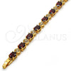 Pulsera Tennis 03.206.0006.4.07 Oro Laminado, con Zirconia Cubica Granate y Blanca, Pulido, Tono Dorado (Grosor 06 MM, 7 Pulgadas de Largo)