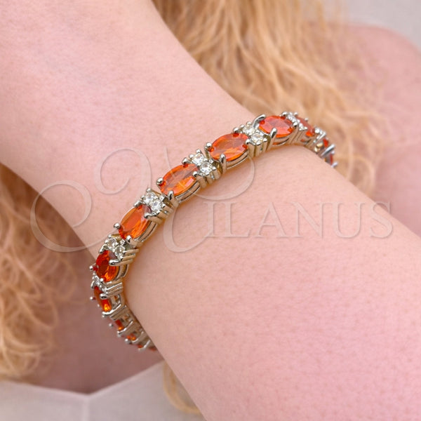 Pulsera Tennis 03.206.0004.4.07 Rodio Laminado, con Zirconia Cubica Granate y Blanca, Pulido, Rodinado (Grosor 06 MM, 7 Pulgadas de Largo)