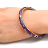Aro Individual 07.246.0005.05 Oro Laminado, Diseño de Estrella y Luna, Esmaltado Violeta, Tono Dorado (07 MM Thickness, Size 5 (2.50 Diameter))