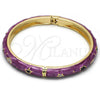 Aro Individual 07.246.0005.05 Oro Laminado, Diseño de Estrella y Luna, Esmaltado Violeta, Tono Dorado (07 MM Thickness, Size 5 (2.50 Diameter))