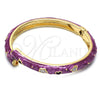 Aro Individual 07.246.0005.05 Oro Laminado, Diseño de Estrella y Luna, Esmaltado Violeta, Tono Dorado (07 MM Thickness, Size 5 (2.50 Diameter))