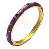 Aro Individual 07.246.0005.05 Oro Laminado, Diseño de Estrella y Luna, Esmaltado Violeta, Tono Dorado (07 MM Thickness, Size 5 (2.50 Diameter))