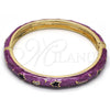 Aro Individual 07.246.0005.05 Oro Laminado, Diseño de Estrella y Luna, Esmaltado Violeta, Tono Dorado (07 MM Thickness, Size 5 (2.50 Diameter))