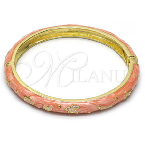 Aro Individual 07.246.0005.1.05 Oro Laminado, Diseño de Estrella y Luna, Esmaltado Naranja, Tono Dorado (07 MM Thickness, Size 5 (2.50 Diameter))
