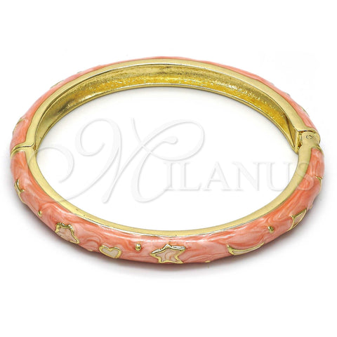Aro Individual 07.246.0005.1.05 Oro Laminado, Diseño de Estrella y Luna, Esmaltado Naranja, Tono Dorado (07 MM Thickness, Size 5 (2.50 Diameter))