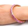 Aro Individual 07.246.0005.3.05 Oro Laminado, Diseño de Estrella y Luna, Esmaltado Rosado, Tono Dorado (07 MM Thickness, Size 5 (2.50 Diameter))