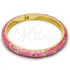 Aro Individual 07.246.0005.3.05 Oro Laminado, Diseño de Estrella y Luna, Esmaltado Rosado, Tono Dorado (07 MM Thickness, Size 5 (2.50 Diameter))