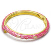 Aro Individual 07.246.0005.3.05 Oro Laminado, Diseño de Estrella y Luna, Esmaltado Rosado, Tono Dorado (07 MM Thickness, Size 5 (2.50 Diameter))