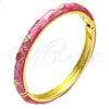 Aro Individual 07.246.0005.3.05 Oro Laminado, Diseño de Estrella y Luna, Esmaltado Rosado, Tono Dorado (07 MM Thickness, Size 5 (2.50 Diameter))