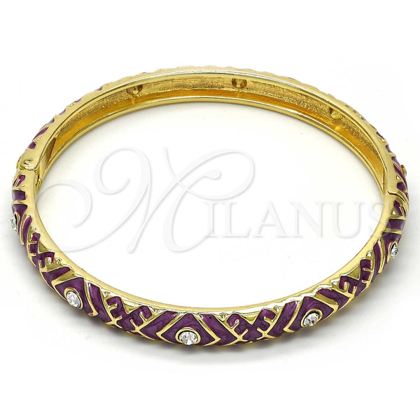 Aro Individual 07.246.0007.05 Oro Laminado, con Blanca Cristal, Esmaltado Violeta, Tono Dorado (07 MM Thickness, Size 5 (2.50 Diameter))