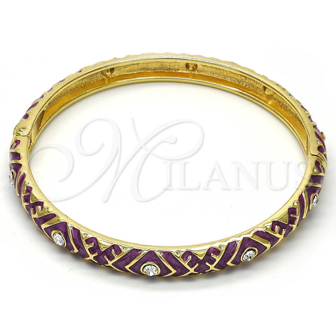Aro Individual 07.246.0007.05 Oro Laminado, con Blanca Cristal, Esmaltado Violeta, Tono Dorado (07 MM Thickness, Size 5 (2.50 Diameter))