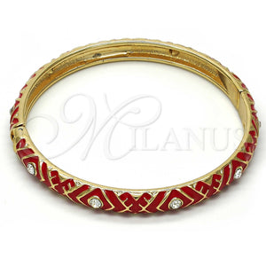 Aro Individual 07.246.0007.1.05 Oro Laminado, con Blanca Cristal, Esmaltado Rojo, Tono Dorado (07 MM Thickness, Size 5 (2.50 Diameter))