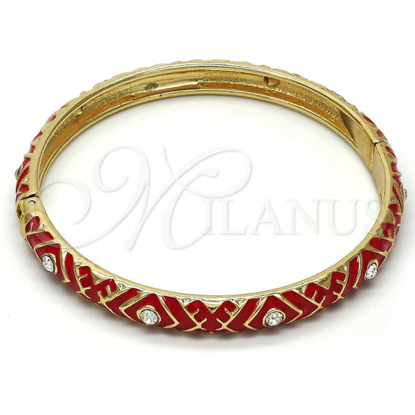 Aro Individual 07.246.0007.1.05 Oro Laminado, con Blanca Cristal, Esmaltado Rojo, Tono Dorado (07 MM Thickness, Size 5 (2.50 Diameter))