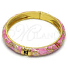 Aro Individual 07.246.0008.4.05 Oro Laminado, Diseño de Flor, Esmaltado Rosado, Tono Dorado (10 MM Thickness, Size 5 (2.50 Diameter))