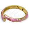 Aro Individual 07.246.0008.4.05 Oro Laminado, Diseño de Flor, Esmaltado Rosado, Tono Dorado (10 MM Thickness, Size 5 (2.50 Diameter))