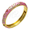 Aro Individual 07.246.0008.4.05 Oro Laminado, Diseño de Flor, Esmaltado Rosado, Tono Dorado (10 MM Thickness, Size 5 (2.50 Diameter))