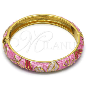 Aro Individual 07.246.0008.4.05 Oro Laminado, Diseño de Flor, Esmaltado Rosado, Tono Dorado (10 MM Thickness, Size 5 (2.50 Diameter))