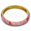 Aro Individual 07.246.0008.4.05 Oro Laminado, Diseño de Flor, Esmaltado Rosado, Tono Dorado (10 MM Thickness, Size 5 (2.50 Diameter))