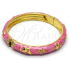 Aro Individual 07.246.0010.05 Oro Laminado, Diseño de Elefante y Flor, Esmaltado Rosado, Tono Dorado (10 MM Thickness, Size 5 (2.50 Diameter))
