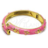 Aro Individual 07.246.0010.05 Oro Laminado, Diseño de Elefante y Flor, Esmaltado Rosado, Tono Dorado (10 MM Thickness, Size 5 (2.50 Diameter))