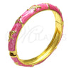 Aro Individual 07.246.0010.05 Oro Laminado, Diseño de Elefante y Flor, Esmaltado Rosado, Tono Dorado (10 MM Thickness, Size 5 (2.50 Diameter))