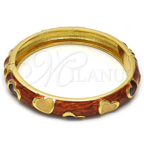 Aro Individual 07.246.0011.6.05 Oro Laminado, Diseño de Corazón, Esmaltado Marron, Tono Dorado (11 MM Thickness, Size 5 (2.50 Diameter))